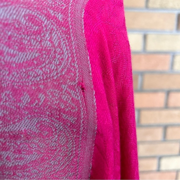 Cashmere Boho Pink Paisley Printed Scarf Wrap Shawl Fringe 70x23” READ - Picture 4 of 9